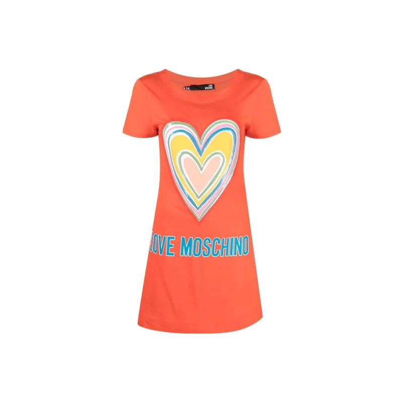 MOSCHINO Short Sleeved Dresses Women's Orange-0
