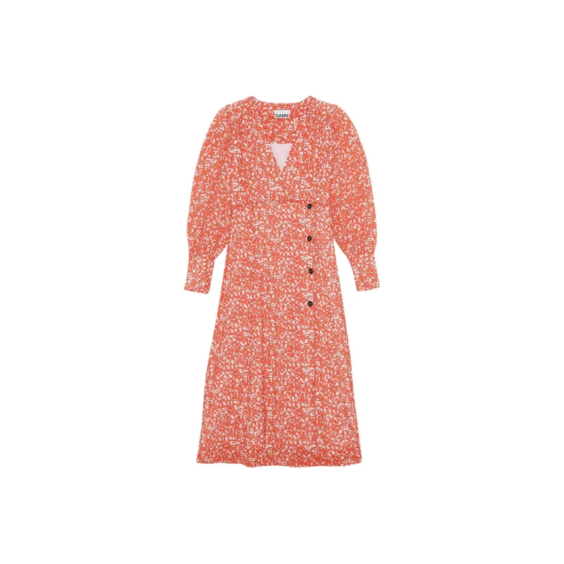 GANNI Long-Sleeved Dresses Women's Orange-0