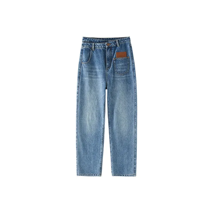 DEER AND FLYER Straight Moderate Jeans Winter Women's Light Blue-0