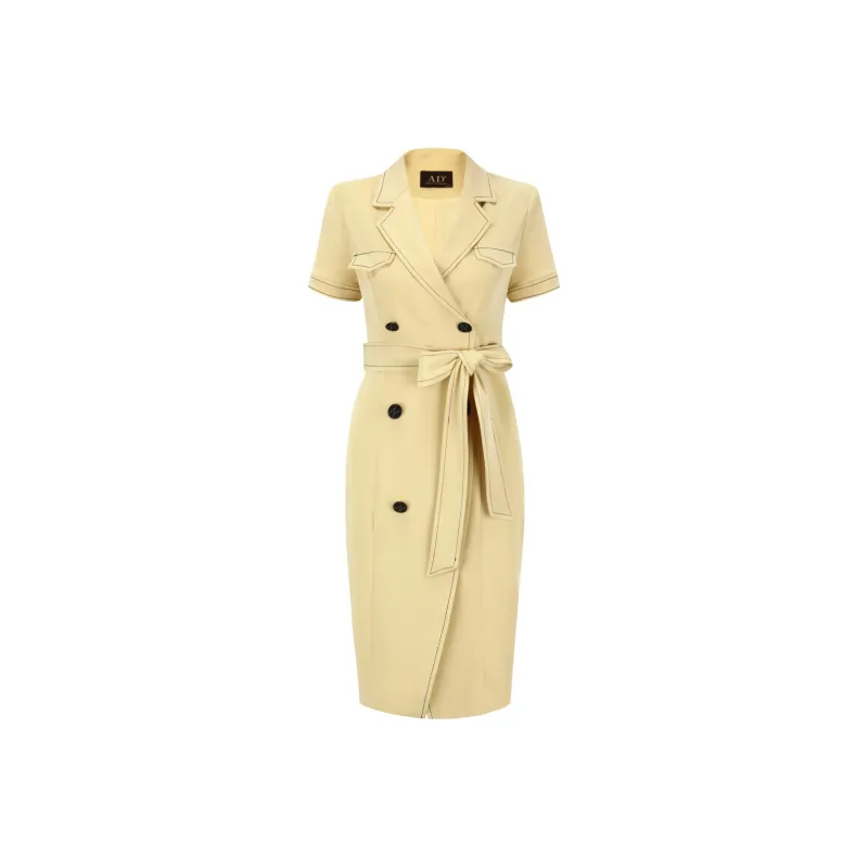 ONE SHALLOW Short Sleeved Dresses Women's Light Yellow-0