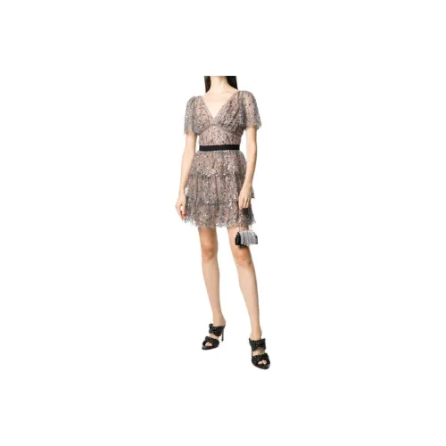 Self portrait Short Sleeved Dress Women's Gray Pink