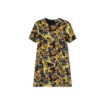 VERSACE JEANS COUTURE SS23 Short Sleeved Dress Women's Black