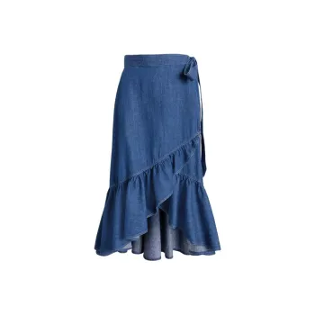 Polo Ralph Lauren FW23 Denim Long Skirt Women's Marine Blue