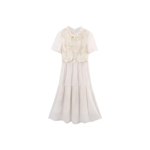 A Paradise For Awakening Short Sleeved Dresses Women's Beige
