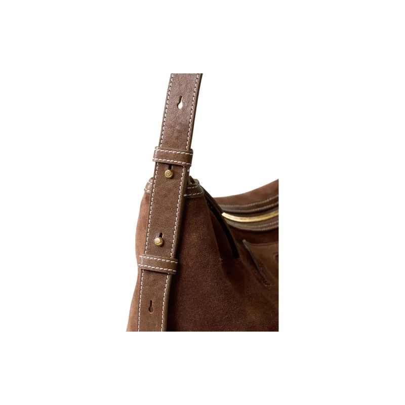 Songmont Suede Dumpling Bag Shoulder Bag Tubas Women's Sandalwood Brown-11