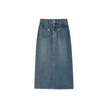 HIPPIEMISS Denim Long Skirts Women's Vintage Blue