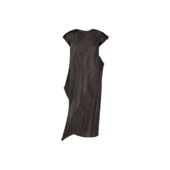 PLEATS PLEASE ISSEY MIYAKE Cosmic Rays Cap-Sleeved Midi Dress