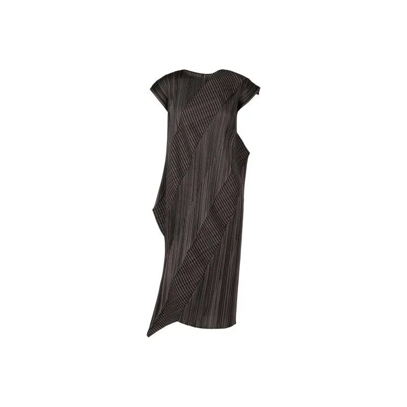 PLEATS PLEASE ISSEY MIYAKE Cosmic Rays Cap-Sleeved Midi Dress-0