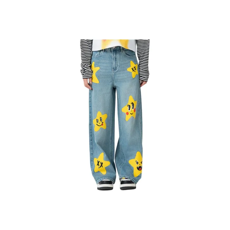 LALABOBO Jeans Women's Medium Blue White-0