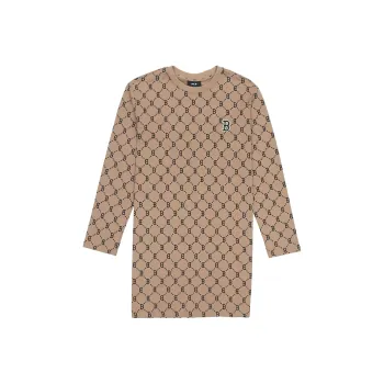 MLB Old Flower Long Sleeved Dresses Women's Brown