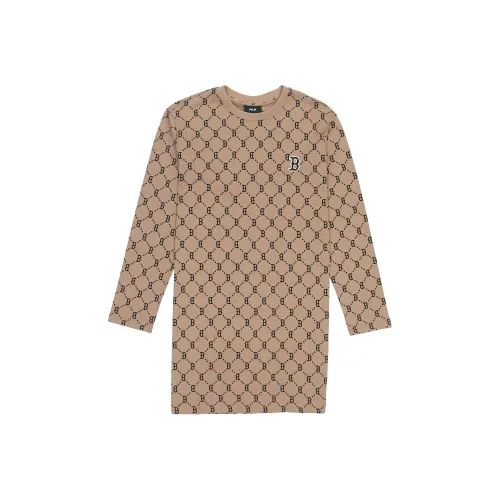 MLB Old Flower Long Sleeved Dresses Women's Brown