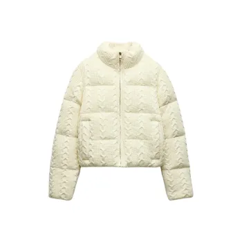 ZARA Puffer Jacket Women's Raw White