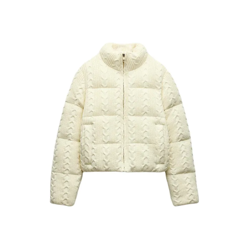 ZARA Puffer Jacket Women's Raw White-0