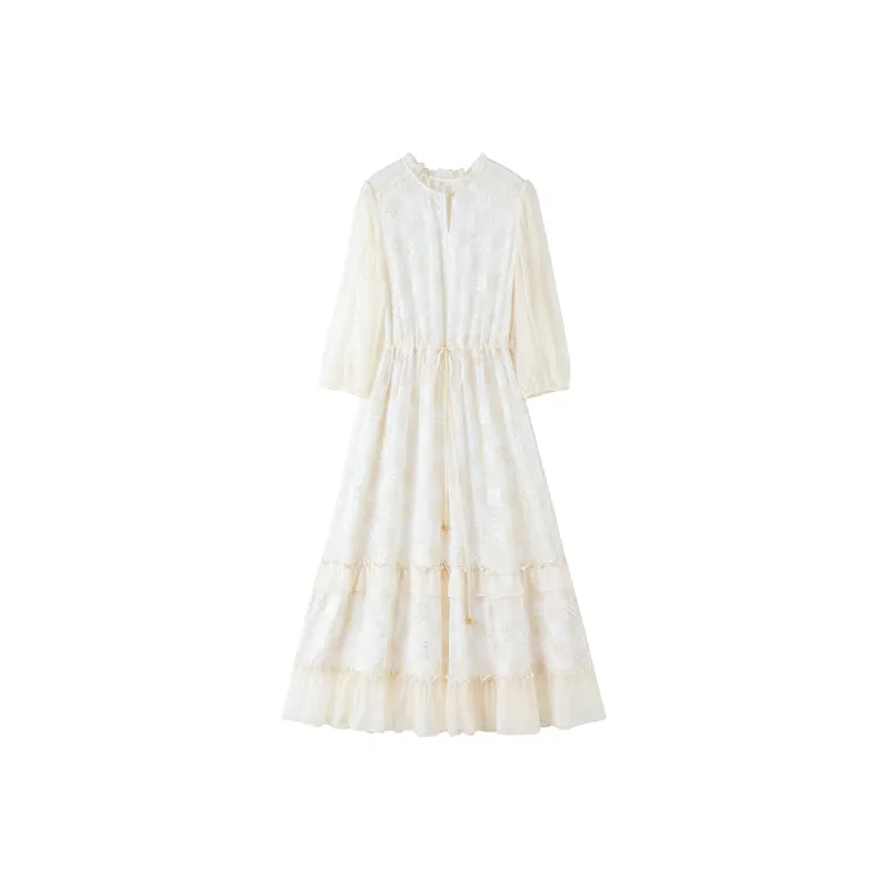To The West Long Sleeved Dresses Women's Beige-0