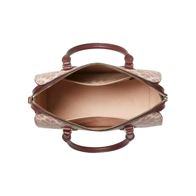 Kate Spade Canvas Briefcase, Handbag, Shoulder Bag, Crossbody Bag Medium Size Women's Red Brown-2