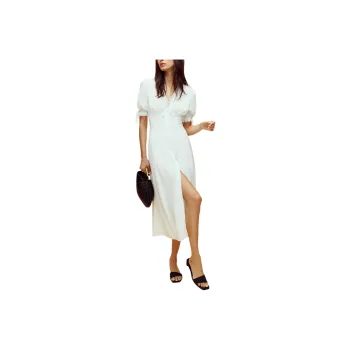REFORMATION Ketra Dress Short Sleeved Dress Women's Ivory