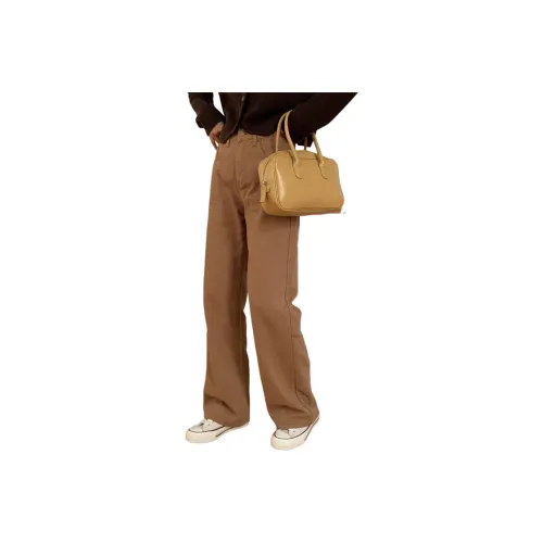 QIANGKOUPAOCAI Casual Pants Women's Brown