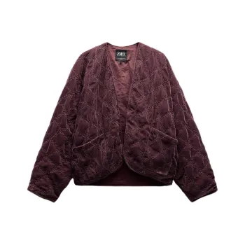 ZARA Puffer Jacket Women's Dark Purple