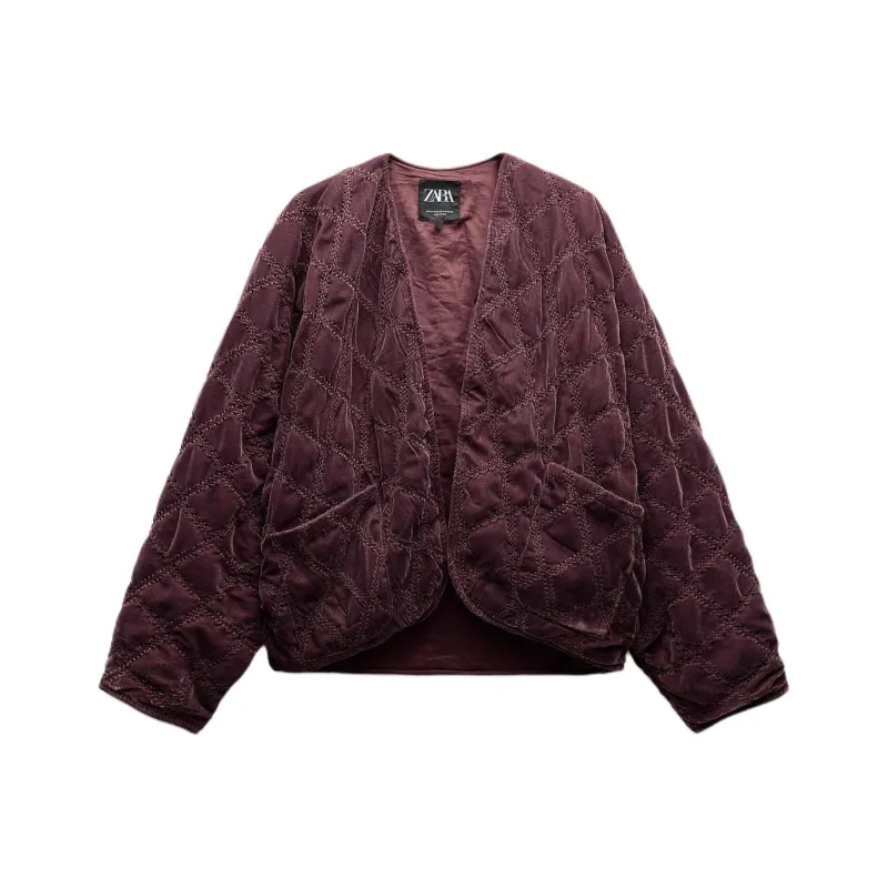 ZARA Puffer Jacket Women's Dark Purple-0