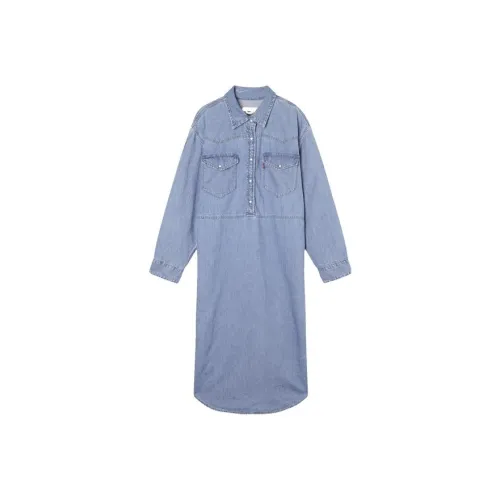Ganni X Levis Long Sleeved Dresses Women's Blue