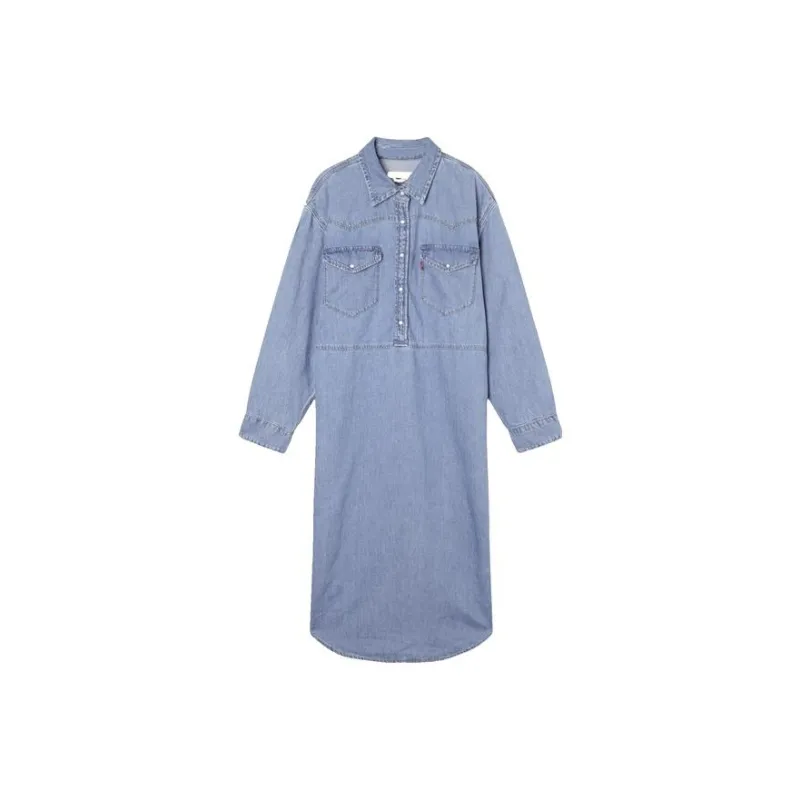 Ganni X Levis Long Sleeved Dresses Women's Blue-0