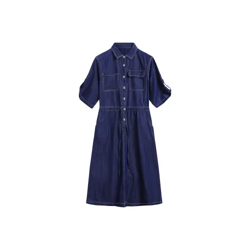 Homi+ Short-Sleeved Dresses Women's Denim Blue