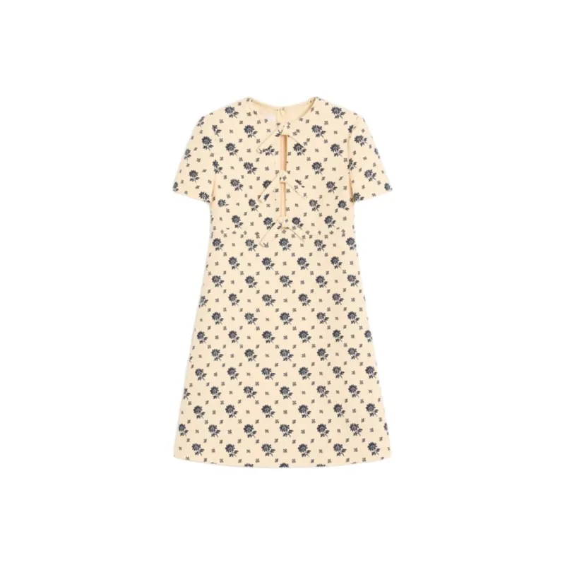 Valentino Crepe Couture Papier Floral Mini Dress-0