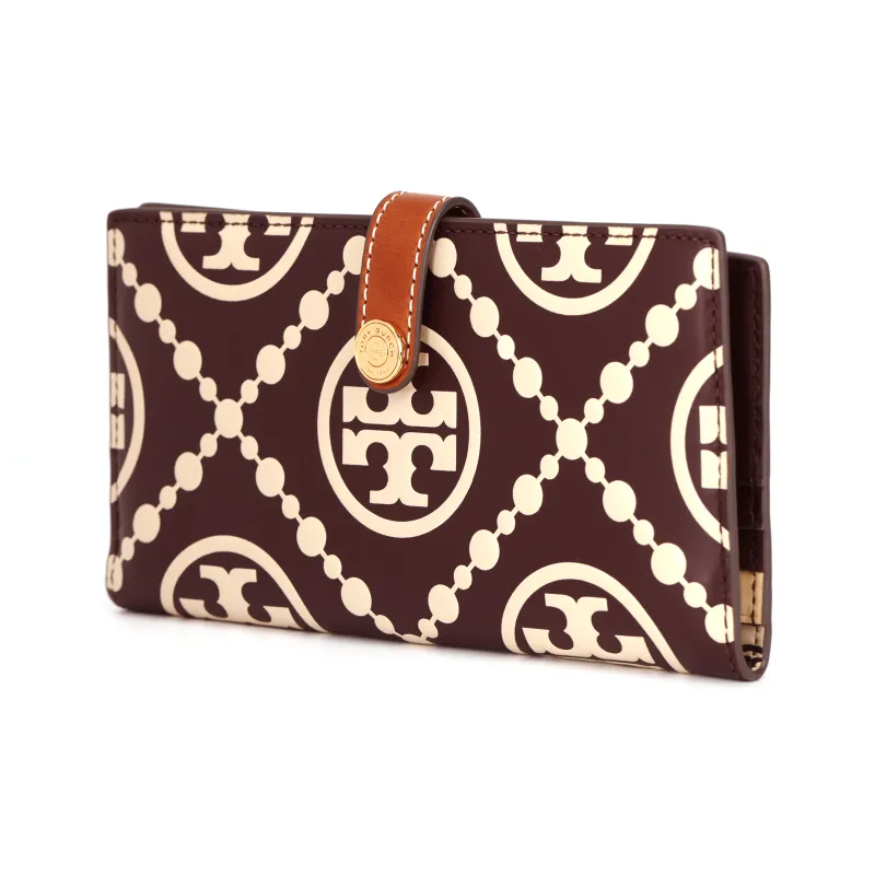 TORY BURCH T Monogram Leather Wallet Regular Women's Chestnut-1