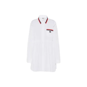 MIU MIU SS22 Long Sleeved Dress Women's White