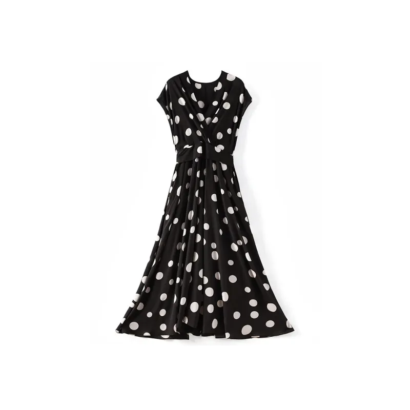 CHARM PICK Short Sleeved Dresses Women's Black-0