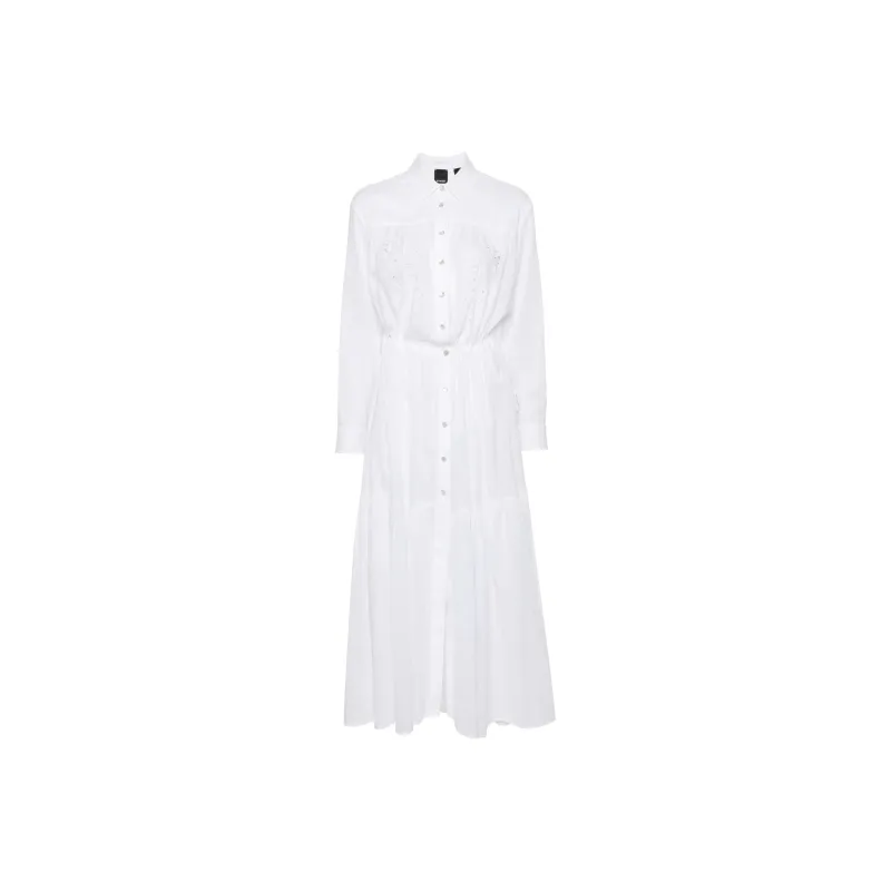 PINKO Broderie-Anglaise Detailed Maxi Shirt Dress-0