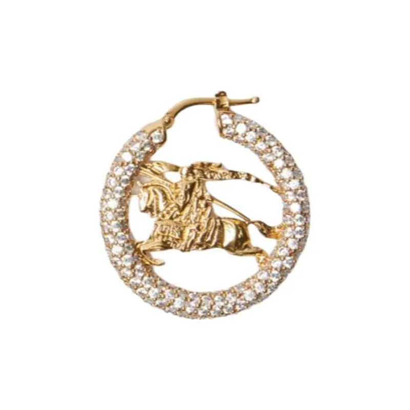 Burberry Brass Gold Plated, Cubic Zirconia Earrings Unisex Gold-2