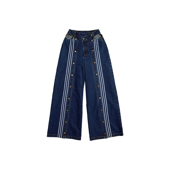 Adidas Ivy Park Women's Denim Wide Leg Snap Pants Dark Denim-0