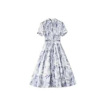 Mapping Short-Sleeved Dresses Women's Multicolor