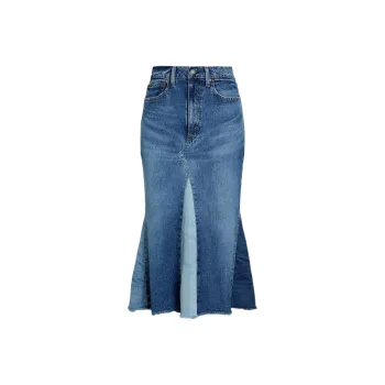 Polo Ralph Lauren Patchwork Denim Maxi Skirt