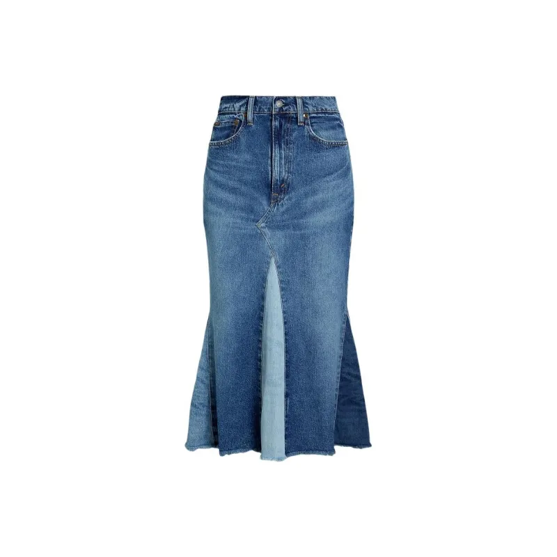 Polo Ralph Lauren Patchwork Denim Maxi Skirt-0