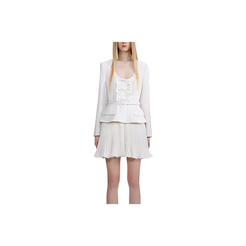 Self portrait Long Sleeved Dresses Women's Ivory White-0