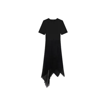Givenchy Asymmetric Pleated Midi Dress