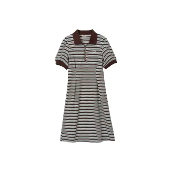 FAWENXIANGZI Short Sleeved Dress Women's Black White Stripes