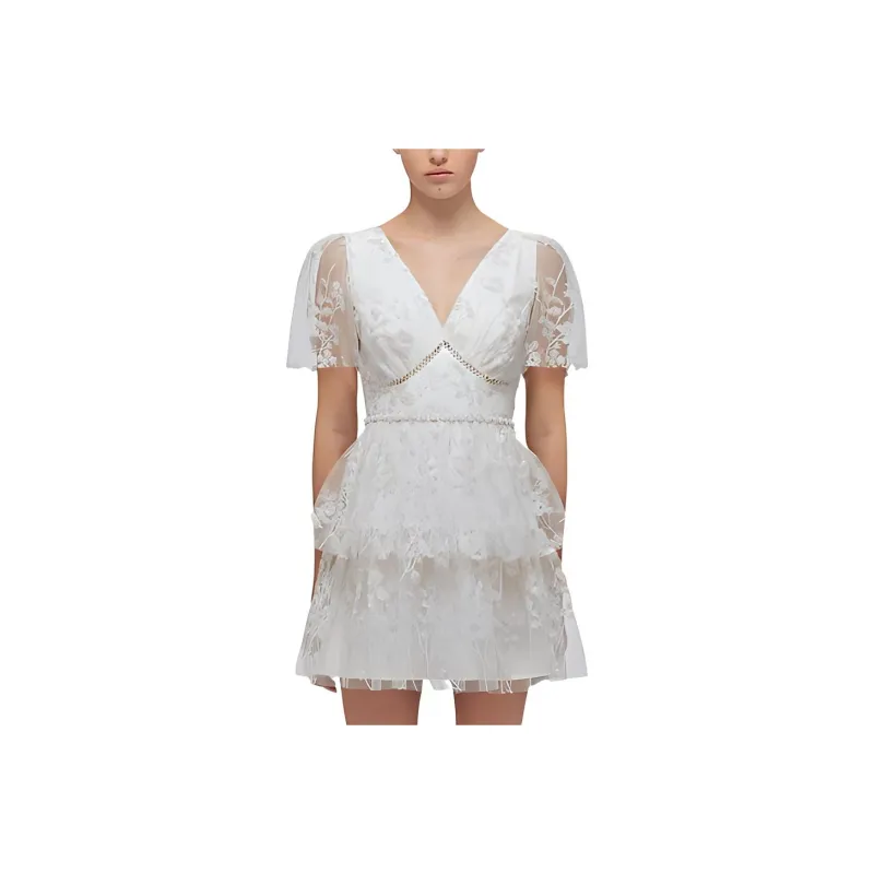 Self portrait Short Sleeved Dresses Women's White-0