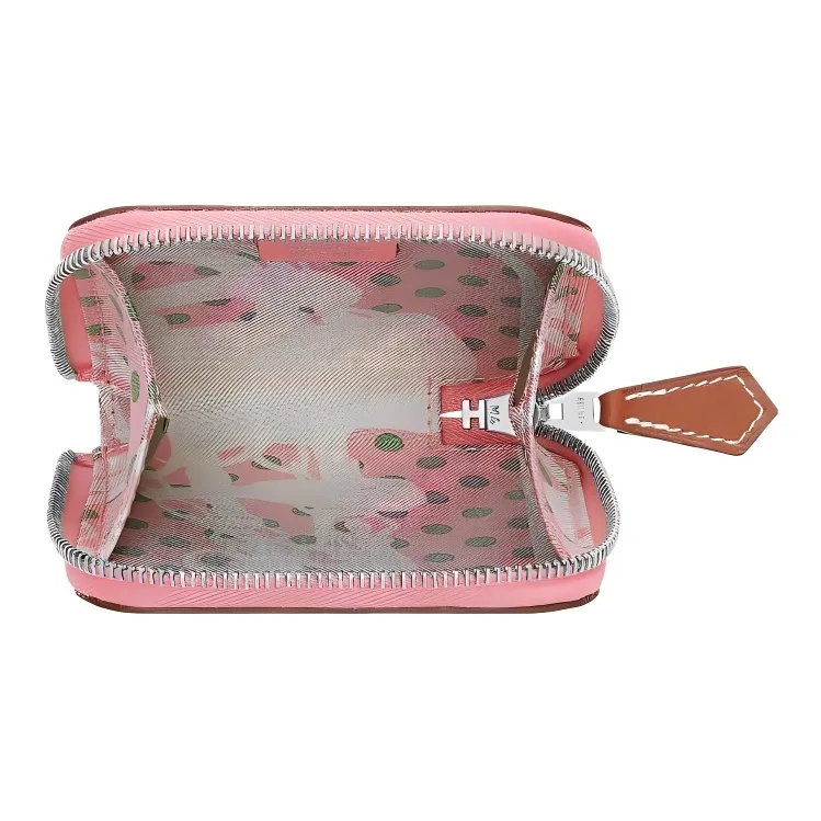 HERMES Silk'In Silk Coin Purses Wallets Women's Pink-1