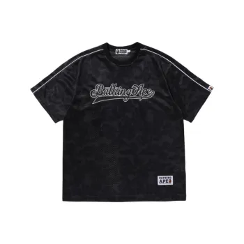 A BATHING APE Camo Stripe Baseball Logo Relaxed Fit Tee