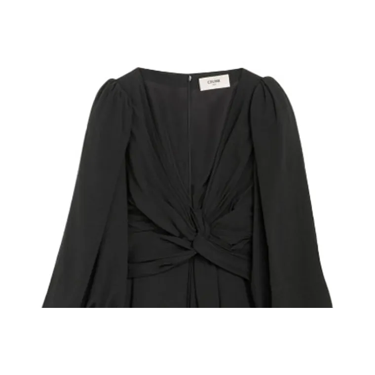 CELINE Knot Detailed V Neck MIni Dress-4