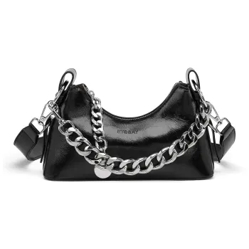 ST&SAT Synthetic Leather Underarm Shoulder Bag Women's Black/Silver