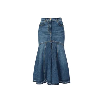PINKO FW23 Denim Long Skirts Women's Blue