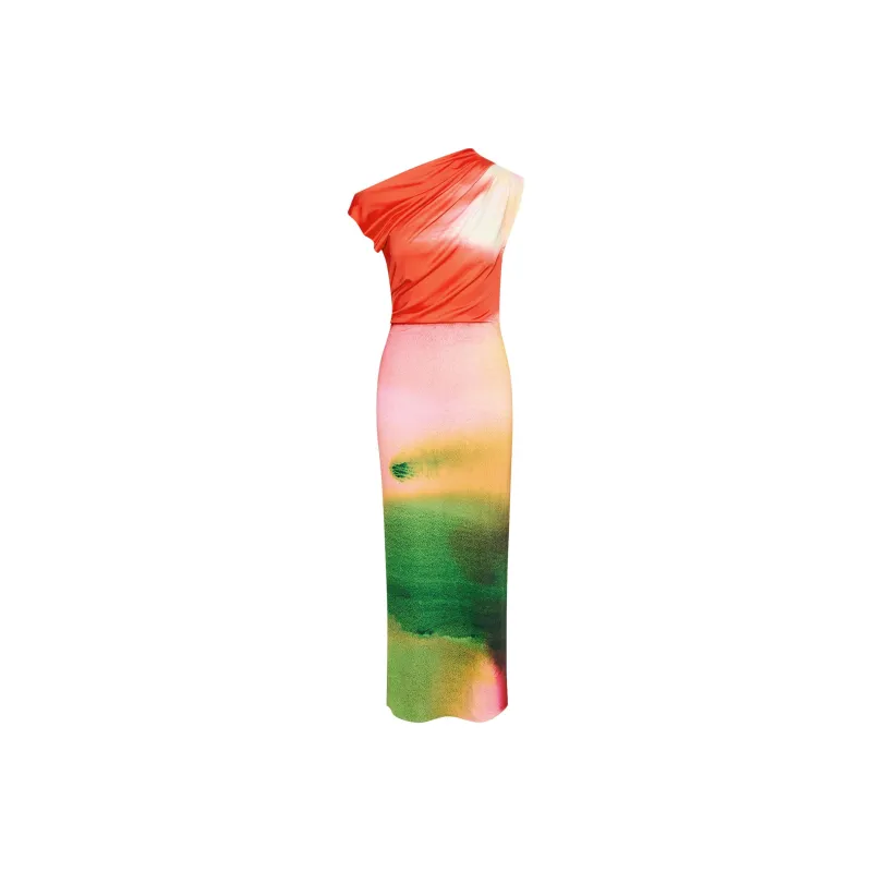 Oscar De La Renta Abstract Watercolor Dress-0