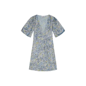 GANNI Floral print Crinkled Mini Dress