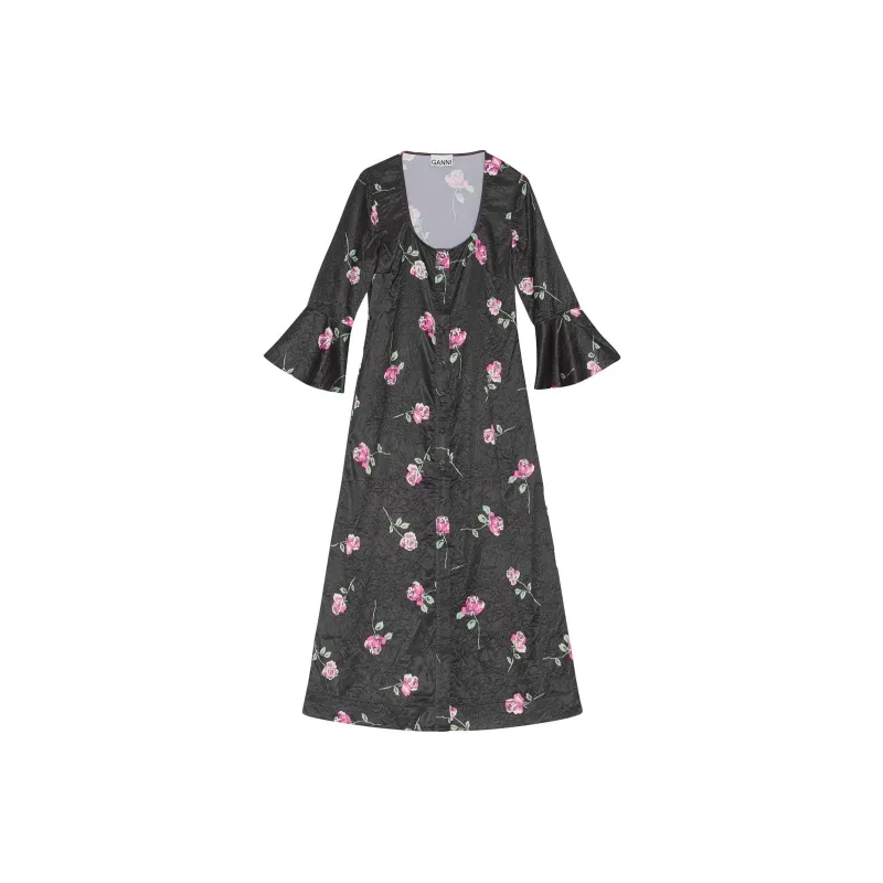 GANNI Short-Sleeved Dresses Women's Black-0