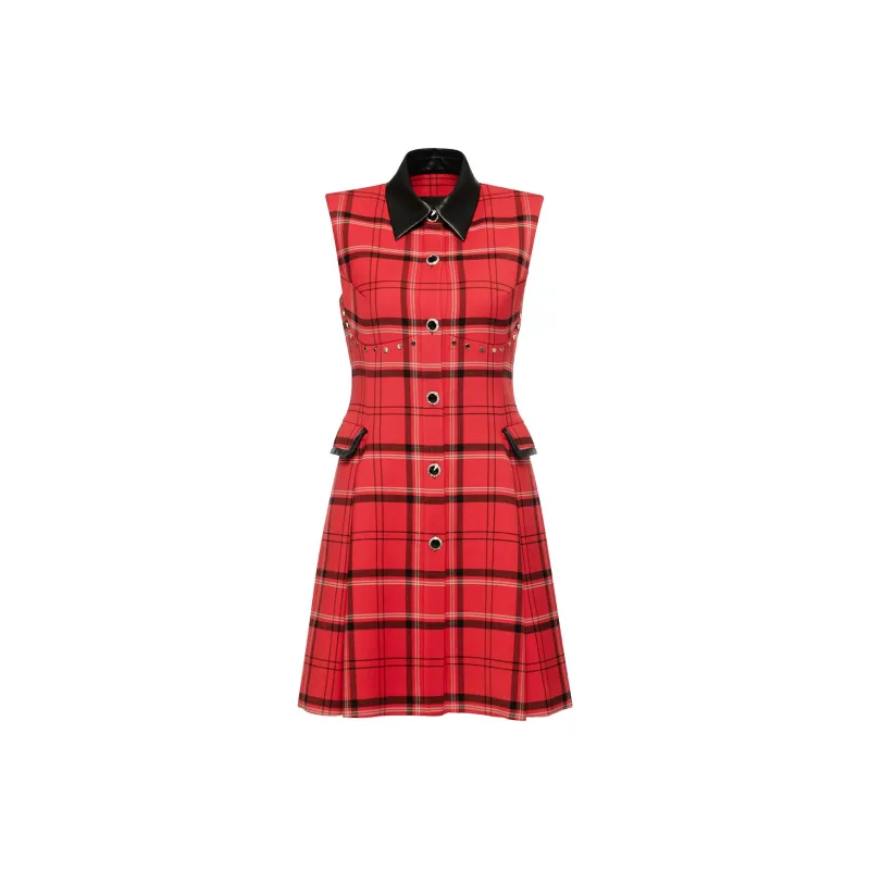 Yesby Yesir Sleeveless Dresses Women's Red Black Plaid-0