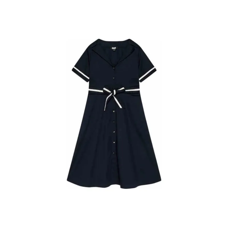 DKNY Short Sleeved Dress Women's Navy Blue-0